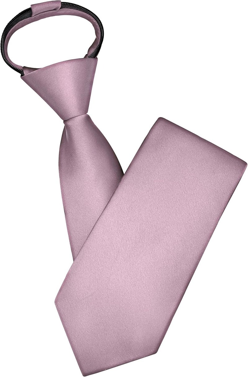 Branduce 3.15"（8cm） Mens Solid Satin Tie Pre-tied Adjustable Zipper Necktie for Business and Wedding - Image 1